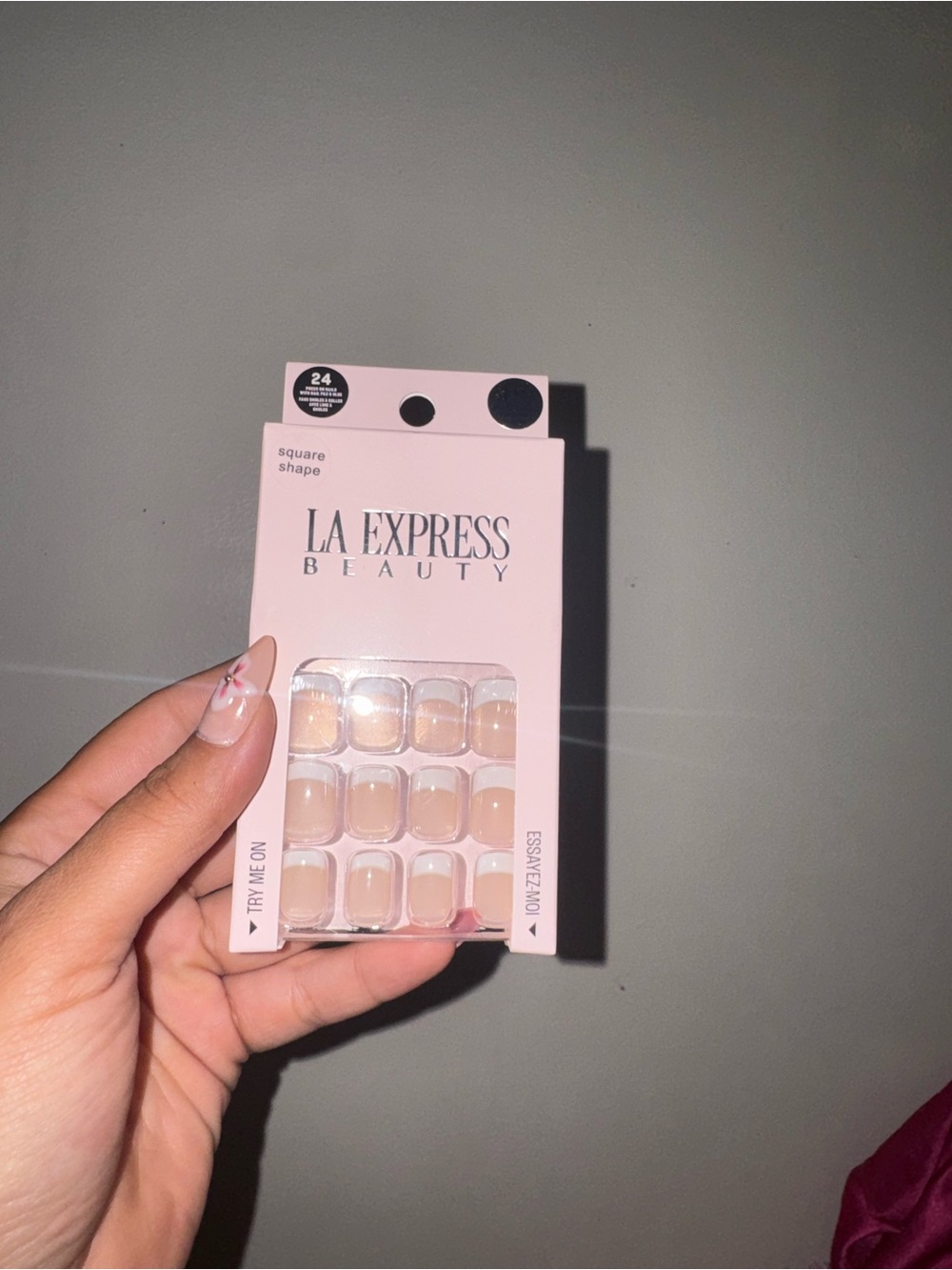 Press-On Square Nails in Nude Pink